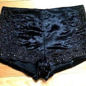 Urban Outfitters Ecote Black Velvet Beaded Shorts Size 2